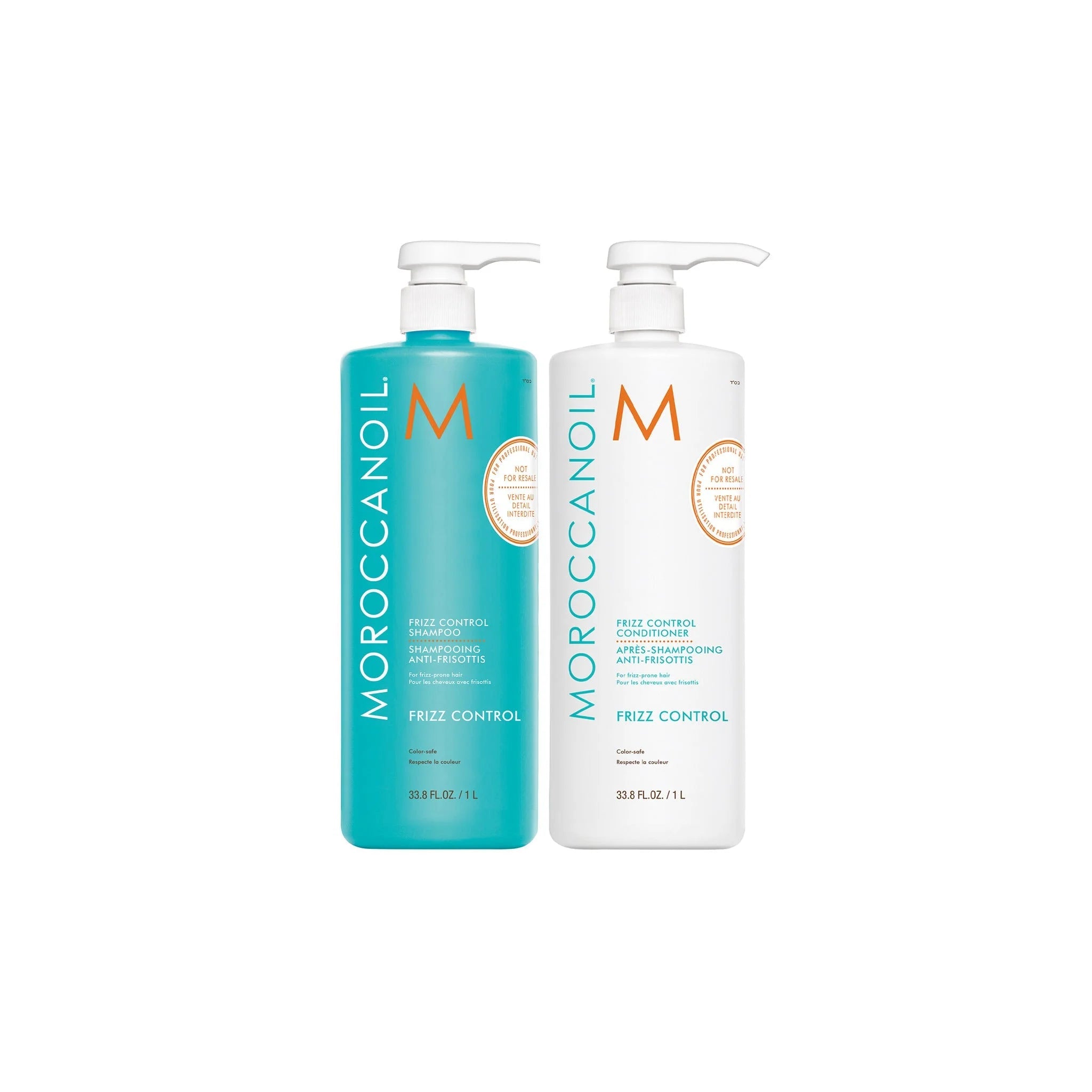 Moroccanoil Frizz Control Shampoo & Conditioner 1L - Large Size Hair Care Set for Smooth, Manageable Hair
