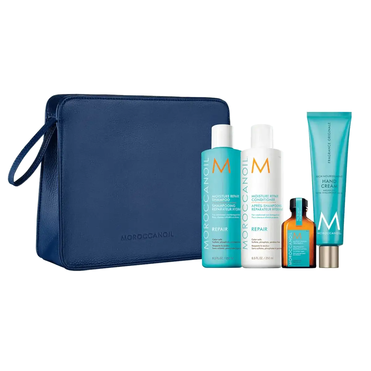 Moroccanoil Holiday Repair Kit: Argan Oil Shampoo, Conditioner, Treatment & Hand Cream with Bag