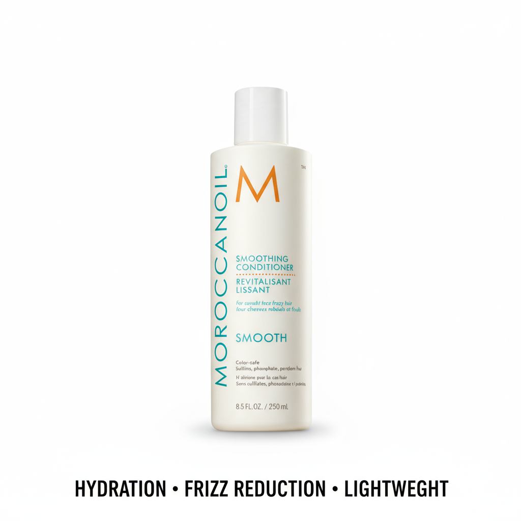 Moroccanoil smoothing conditioner bottle for hydration and frizz reduction in 8.5 fl oz size