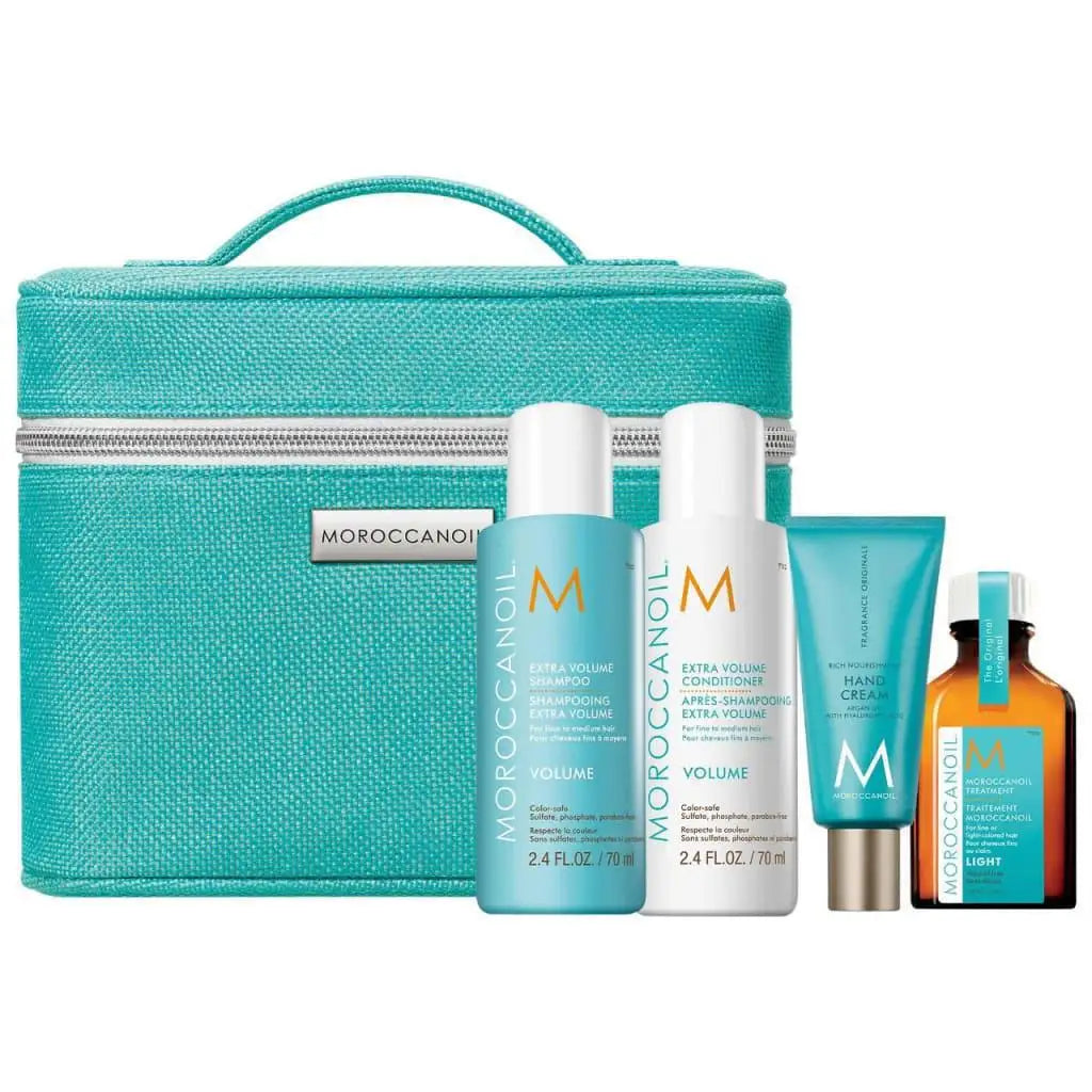 Moroccanoil Volume Travel Set: Shampoo, Conditioner, Hand Cream. Hair Products for Volume. Travel Essentials.