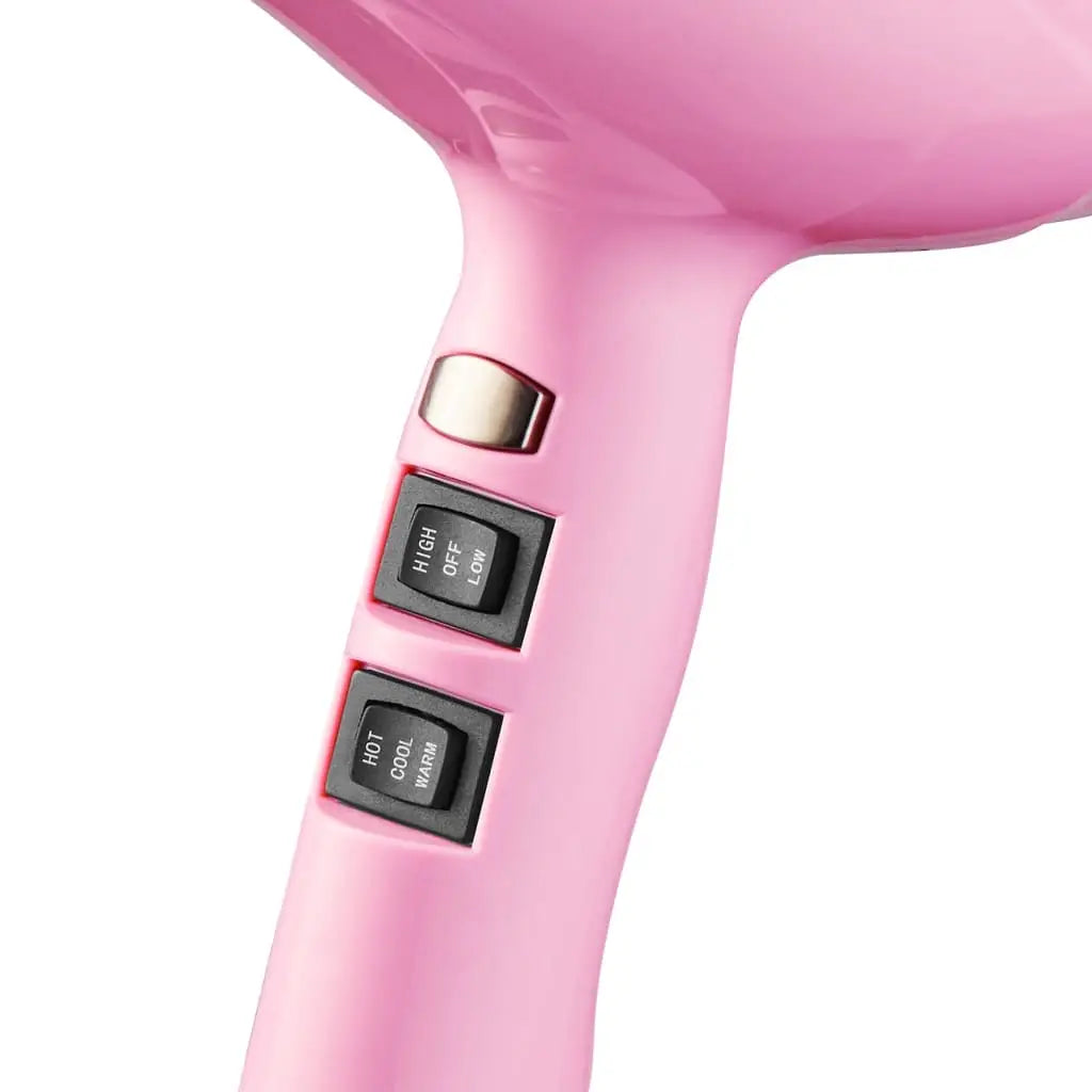 Pink Hair Dryer Close-Up: Settings & Controls | Salon Hair at Home