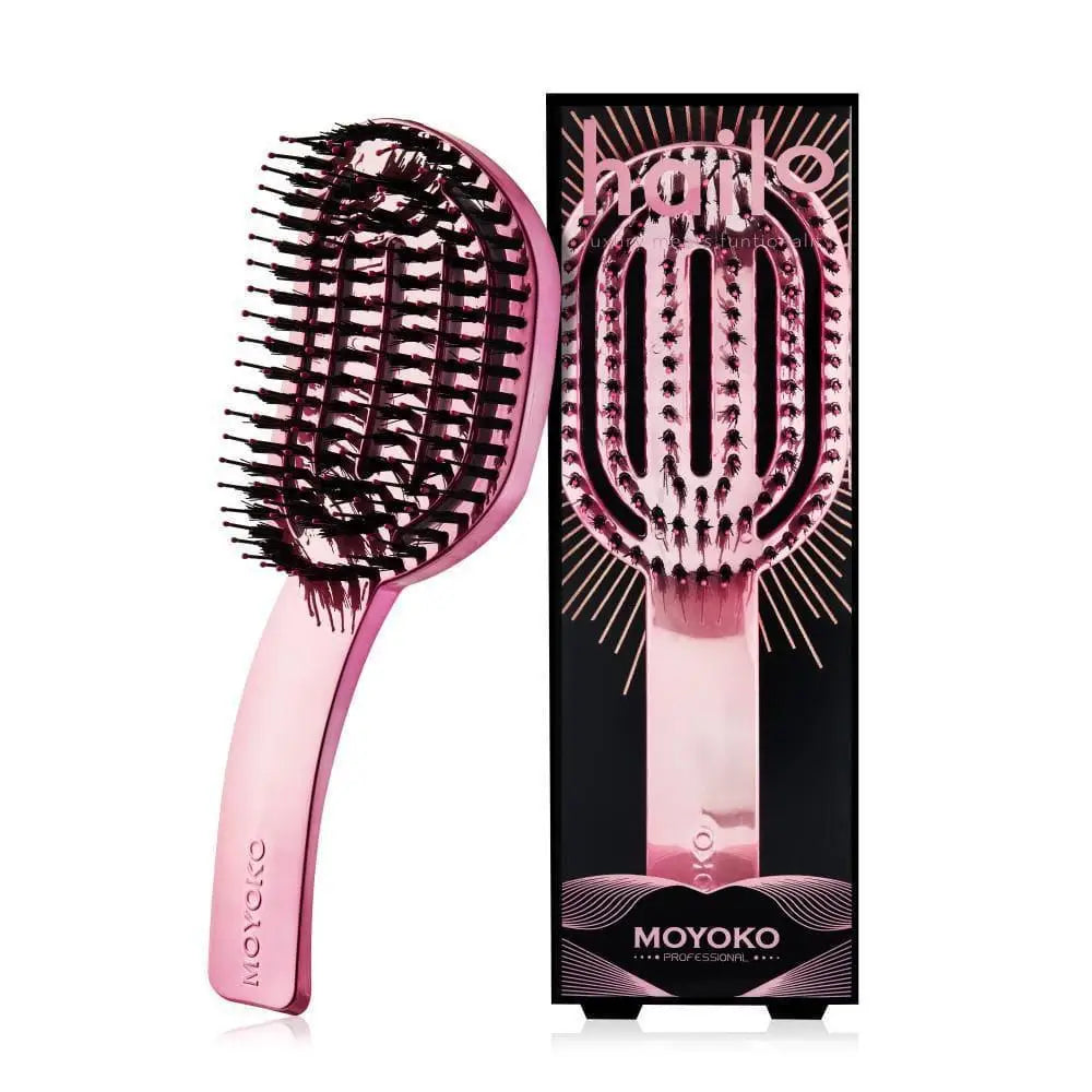 MOYOKO Hailo Detangling Brush - Pink Chrome. Premium hair brush for smooth, tangle-free hair. Buy now!