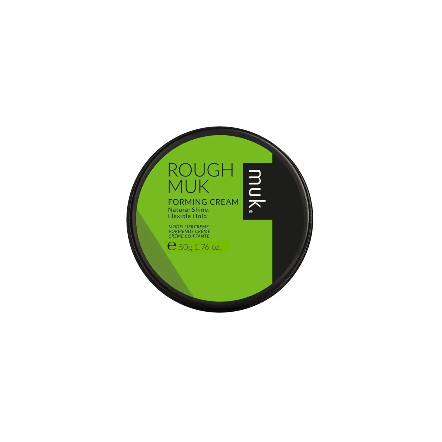 Muk Rough Muk Forming Cream - 50g: Green & black circular container of styling cream