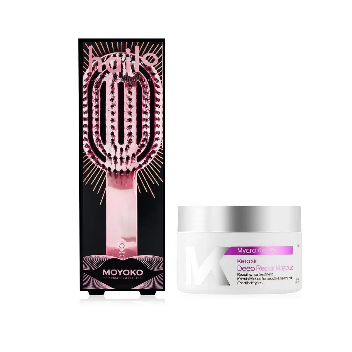 Mycro Keratin Repair Masque & Moyoko Detangling Brush - Hair Treatment for Smooth, Healthy Hair