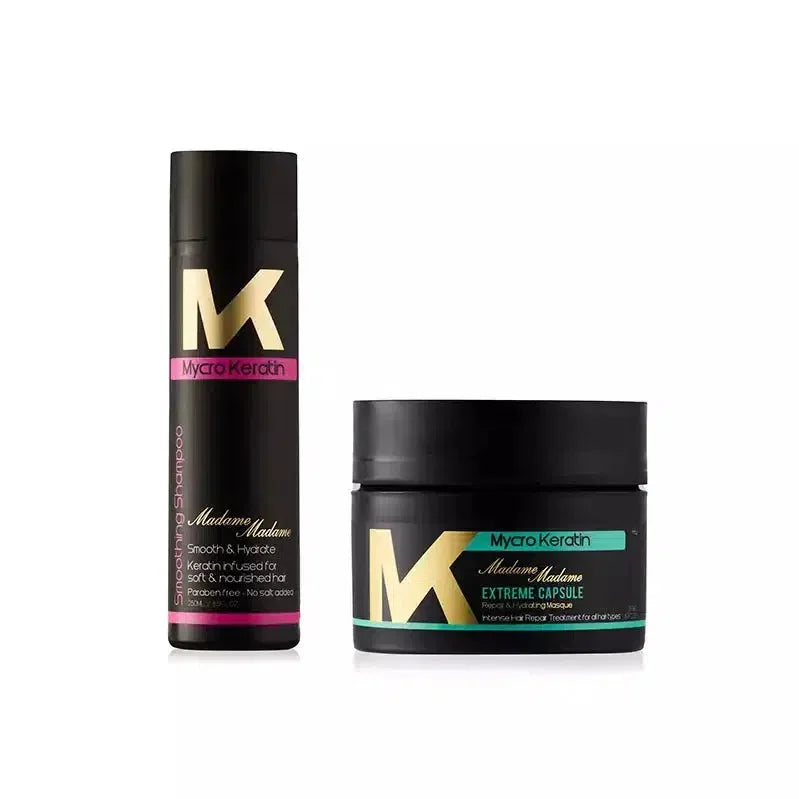 Mycro Keratin Madame Madame Smoothing Shampoo & Masque. Keratin Treatment for Frizzy Hair. Hair Care Set.