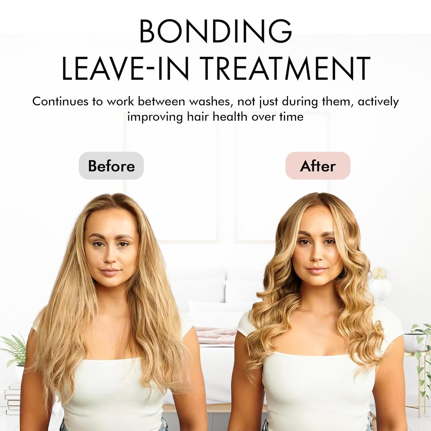 Bonding Leave-In Treatment: Before & After. Transform damaged hair to healthy, shiny locks with our leave-in treatment.