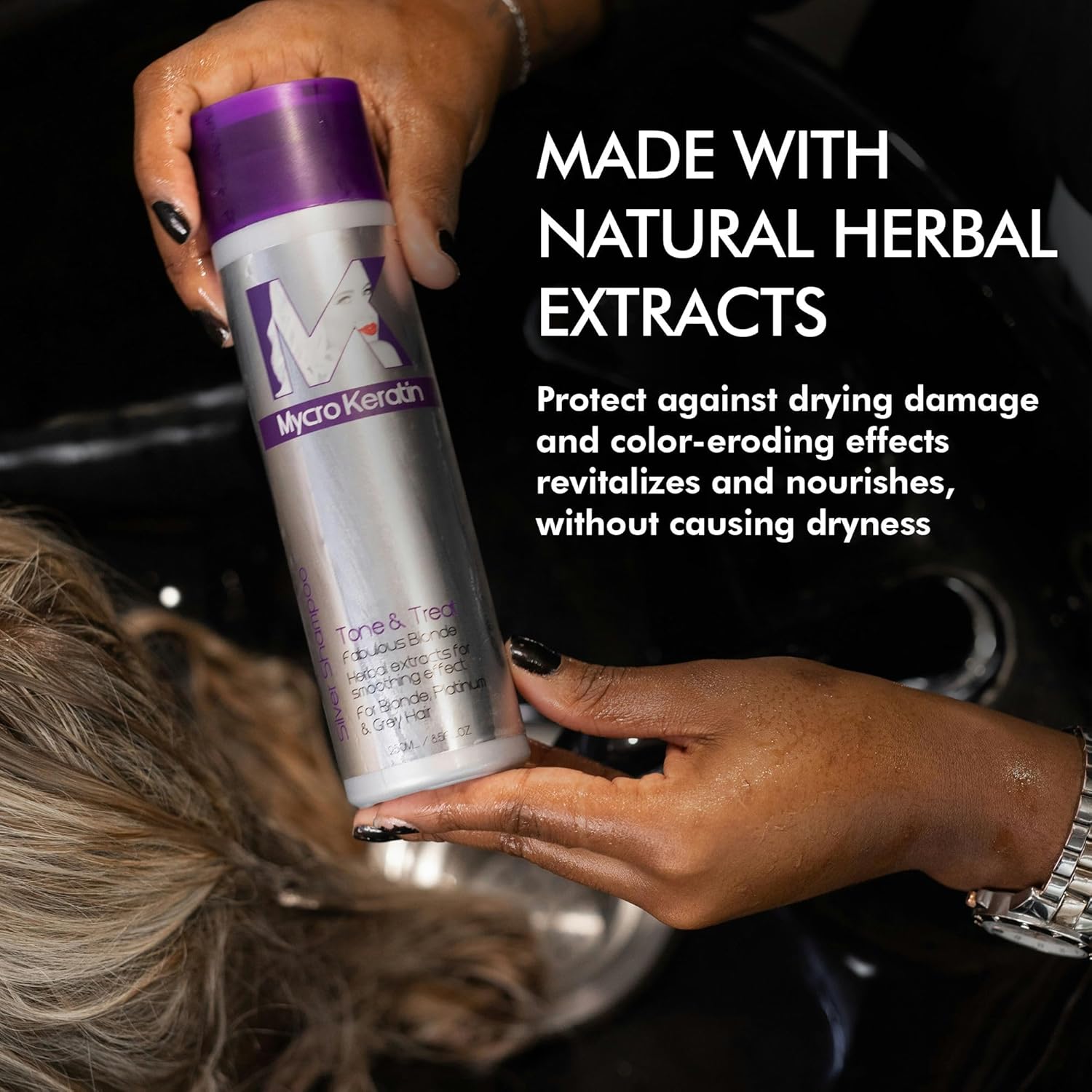 Mycro Keratin Tone&Treat Silver Shampoo - Toning Shampoo for Blonde Hair 1L