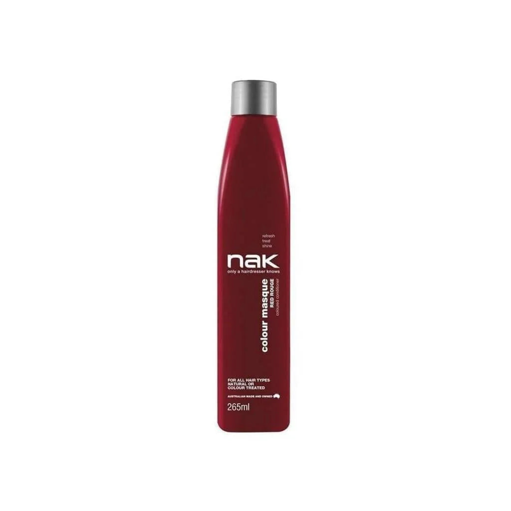 Red bottle of Nak Colour Masque Red Rogue Conditioner 265ml with a silver cap