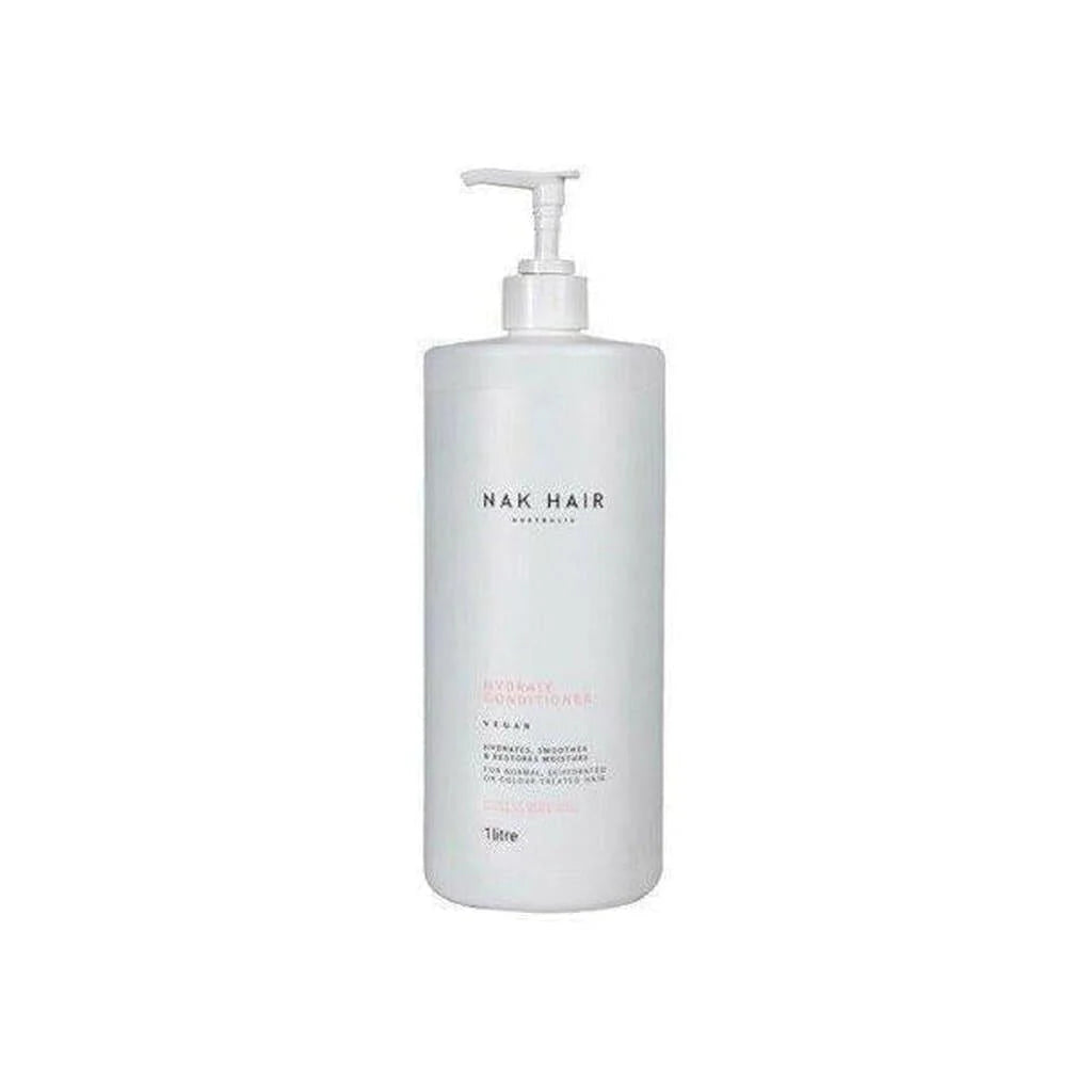 White bottle of NAK Hydrate Conditioner 1 Litre for ultimate hair hydration