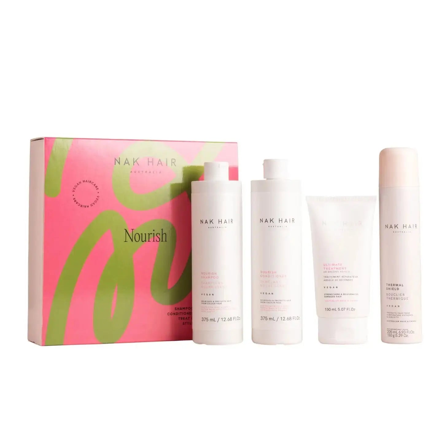 NAK Hair Nourish Quad Set: Vegan Haircare for Healthy, Shiny Hair - Holiday Gift Set Available
