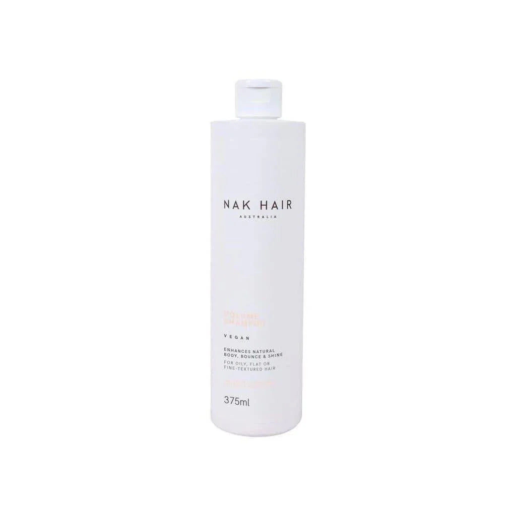 White bottle of Nak Signatures Volume Shampoo 375ml for fuller, voluminous hair