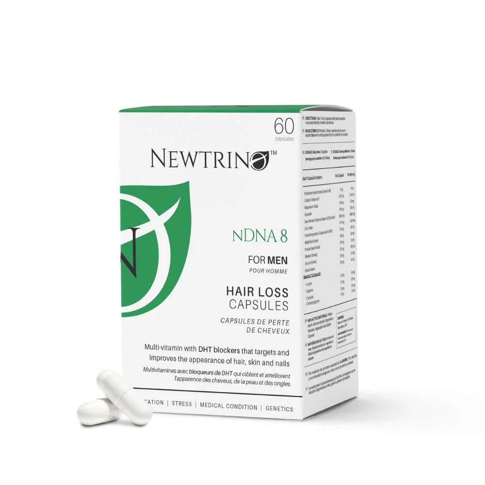 NEWTRINO NDNA 8 Hair Loss Capsules for Men - 60 Count. Multi-vitamin with DHT blockers for thicker, healthier hair.