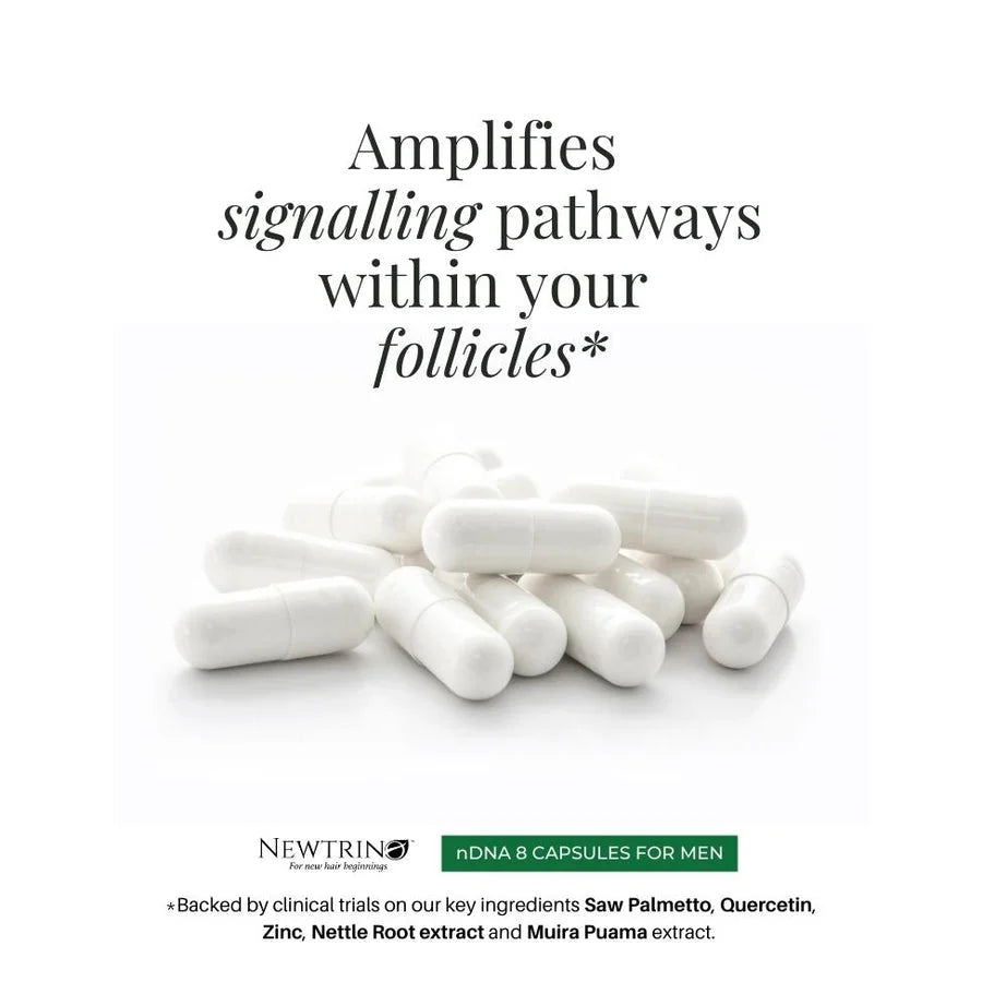 Newtrino nDNA 8 Capsules for Men: Fight hair loss & boost hair growth. Hair supplement for stronger, thicker hair.