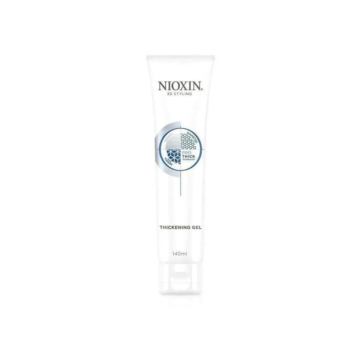 White tube of Nioxin Thickening Gel 140ml, premium hair styling product