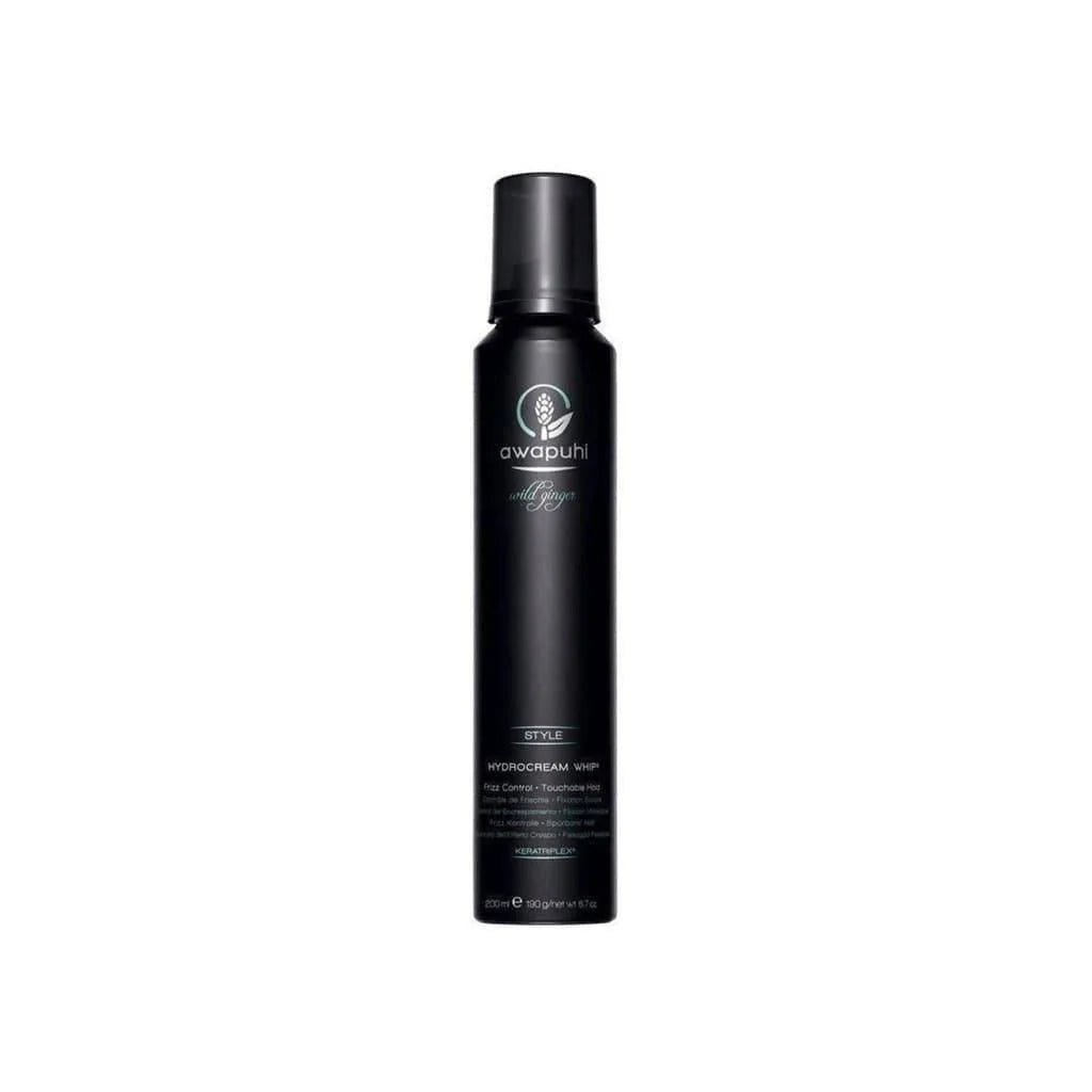 Black aerosol can of Paul Mitchell Awapuhi Wild Ginger Hydrocream Whip 200ml