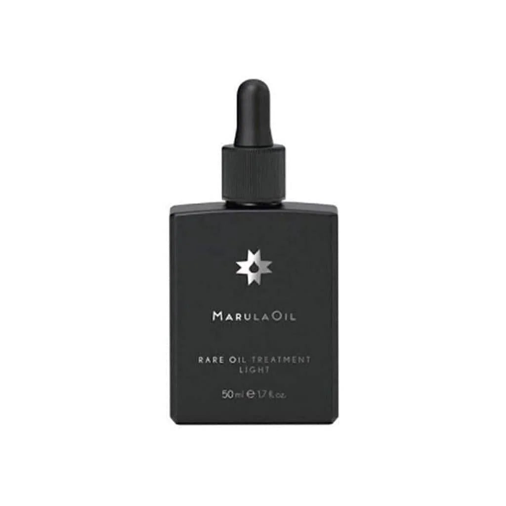 Black bottle of Paul Mitchell MarulaOil rare oil 50ml with dropper cap