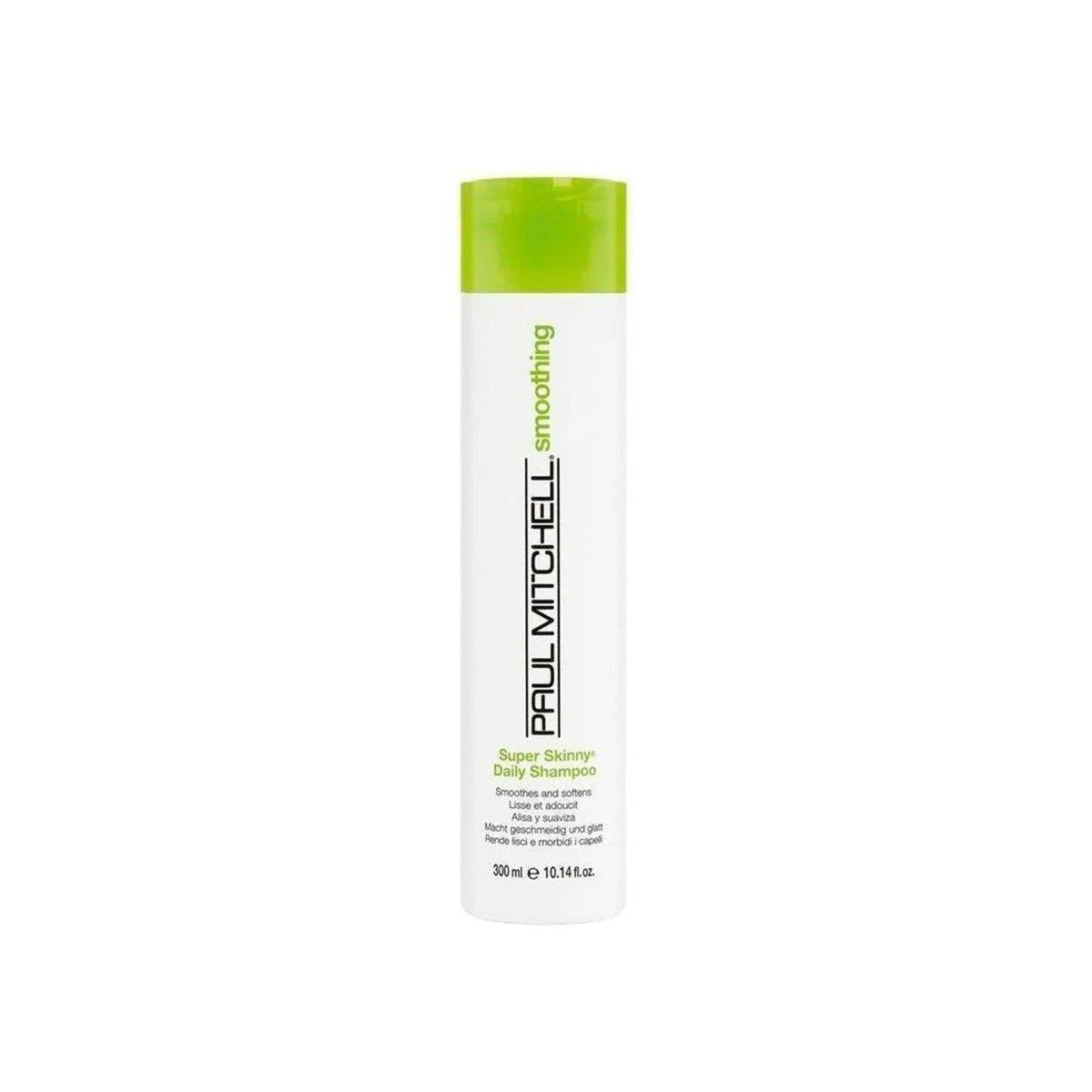 Bottle of Paul Mitchell Super Skinny Daily Shampoo 300ml with green cap