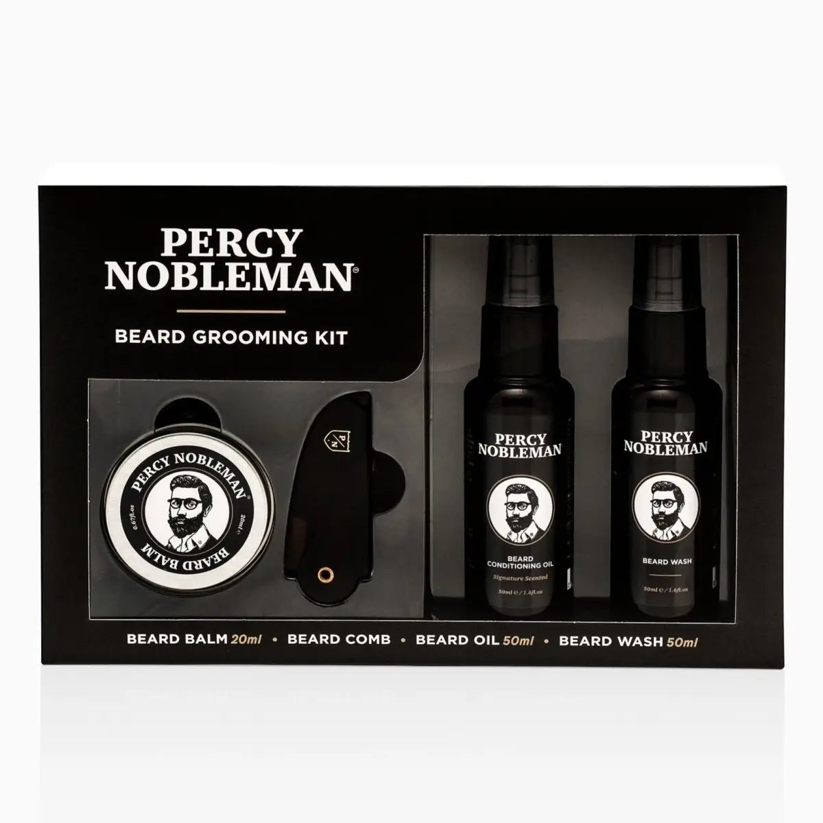 Percy Nobleman Beard Grooming Kit: Oil, Balm, Wash & Comb - Complete Beard Care Set
