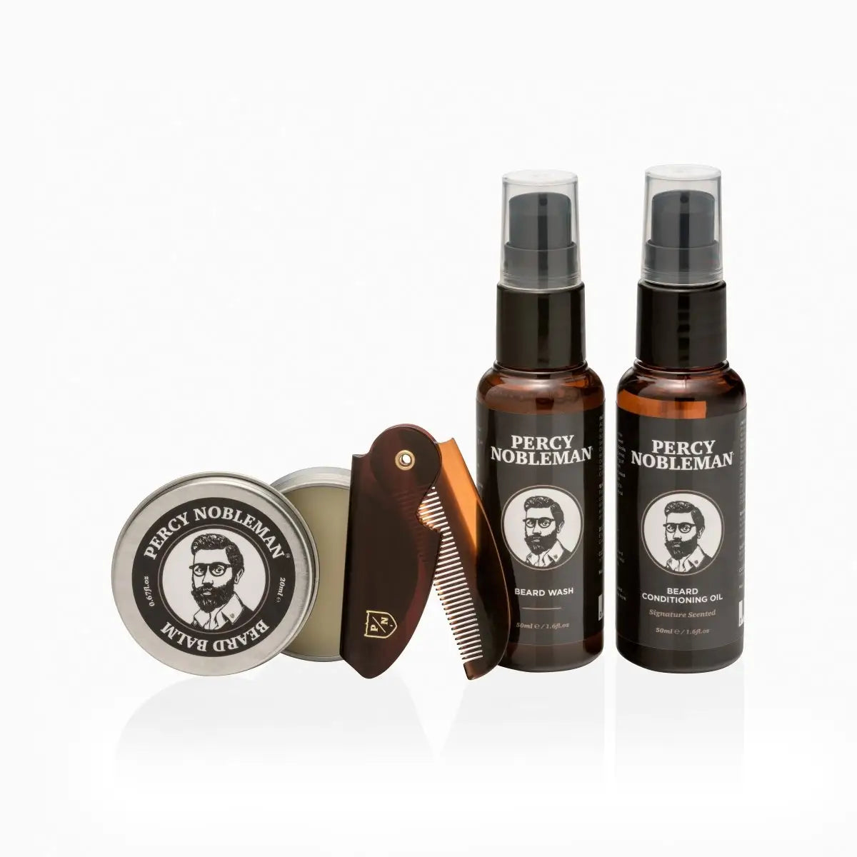 Percy Nobleman Beard Grooming Kit: Oil, Balm, Wash & Comb - Men's Grooming Set