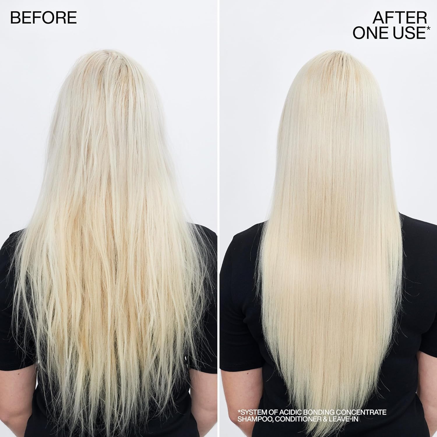 Before and after: damaged bleached hair improved with Redken Acidic Bonding Shampoo 300ml