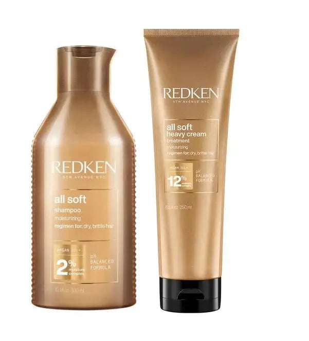 Redken All Soft Shampoo & Heavy Cream Bundle: Moisturizing hair care for dry, brittle hair. Shop now for soft, healthy locks!