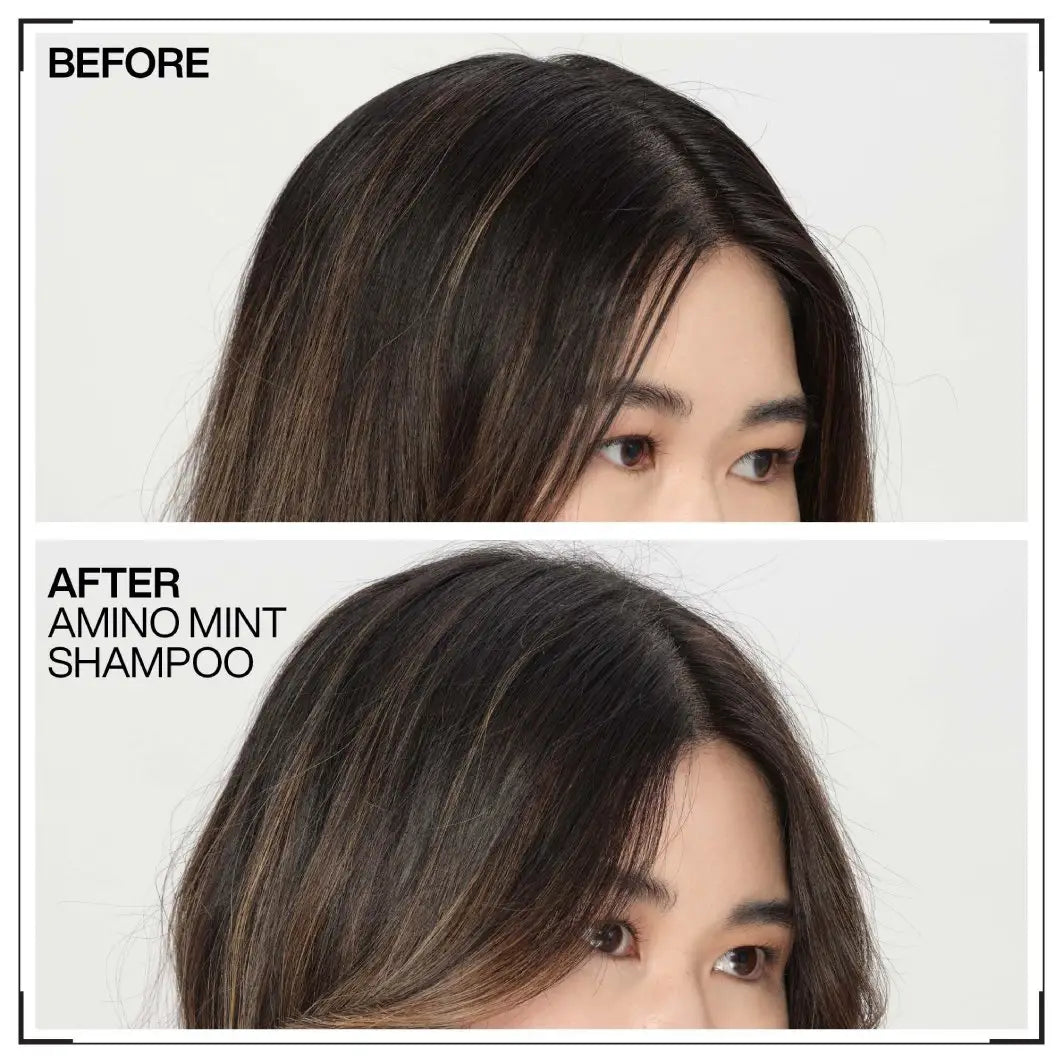 Redken Amino-Mint Shampoo Before & After: Oily Scalp Cleansed & Refreshed! Anti-Oil Treatment.