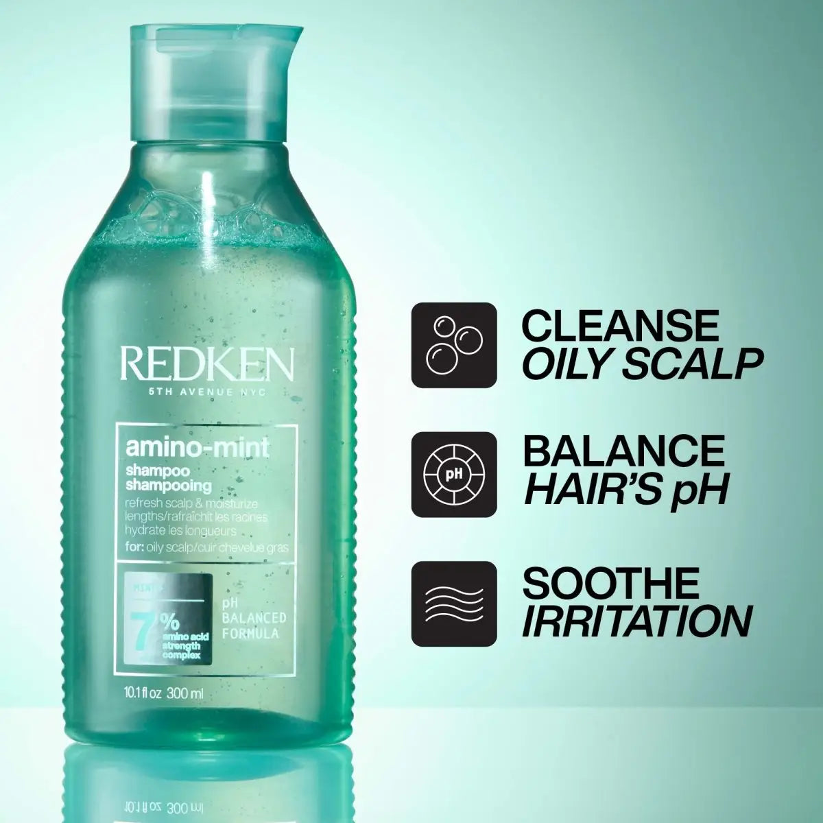 Redken Amino-Mint Cooling Shampoo for Oily Scalp | Cleanse, Balance, Soothe