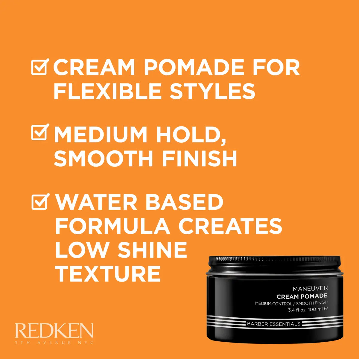 Black jar of Redken Brews Maneuver Cream Pomade for hair styling - 100ml