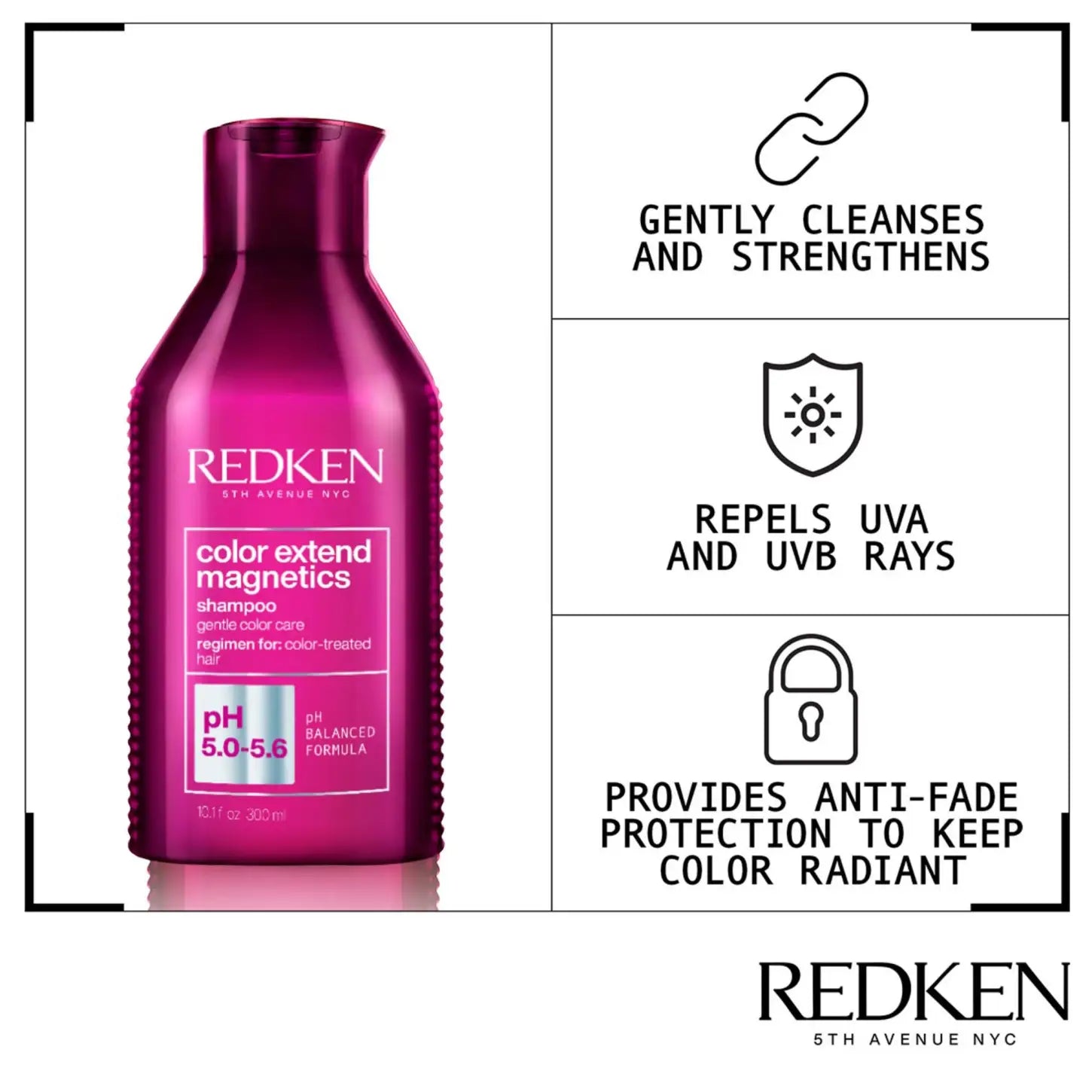 Redken Color Extend Magnetics Shampoo - Color Protection, Strengthens, UVA/UVB Shield