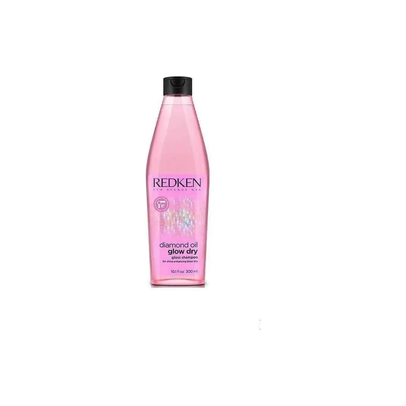 Pink bottle of Redken Diamond Oil Glow Dry Shampoo - 300ml for glossy, luminous hair