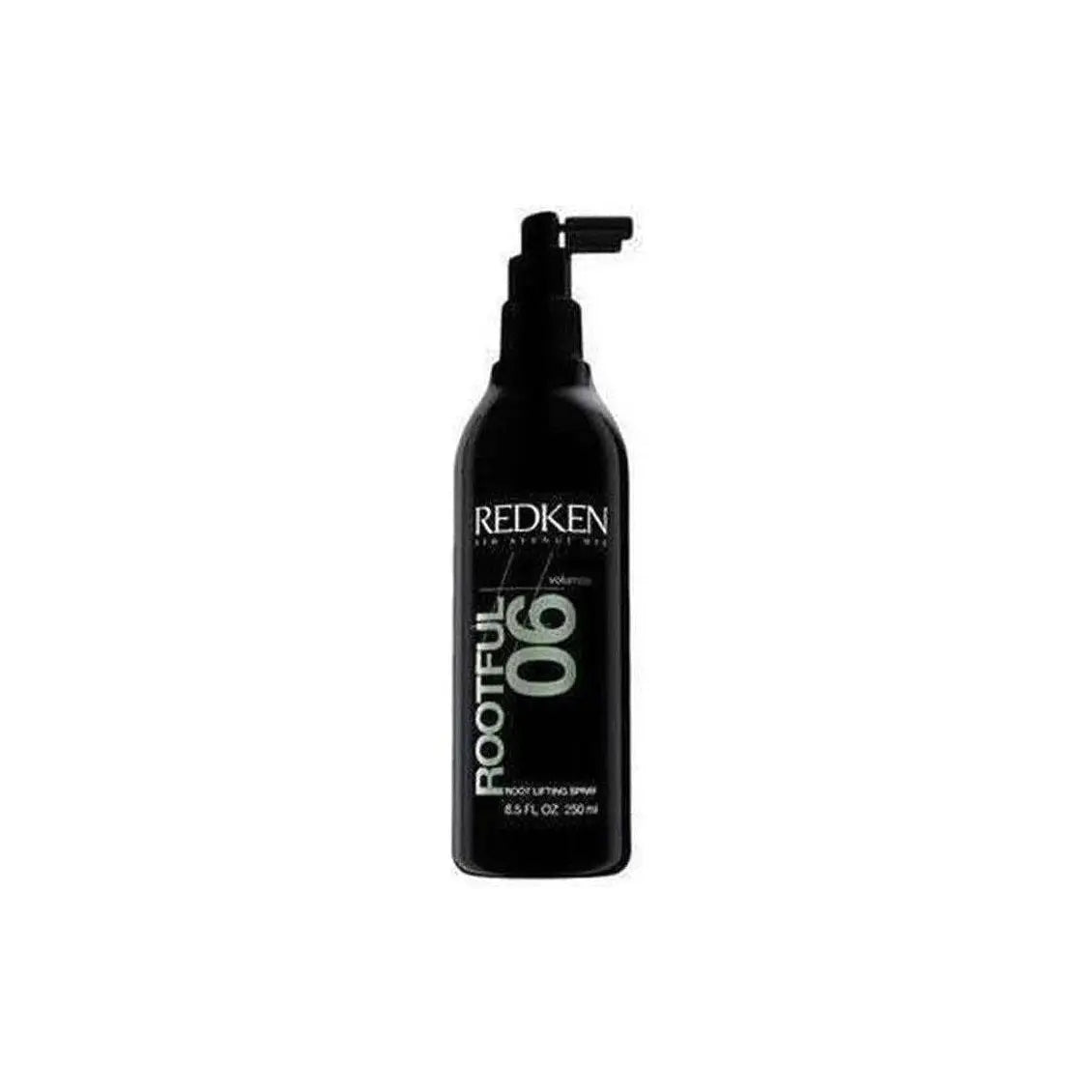 Black bottle of Redken Rootful 06 hair product with spray nozzle - Redken Rootful