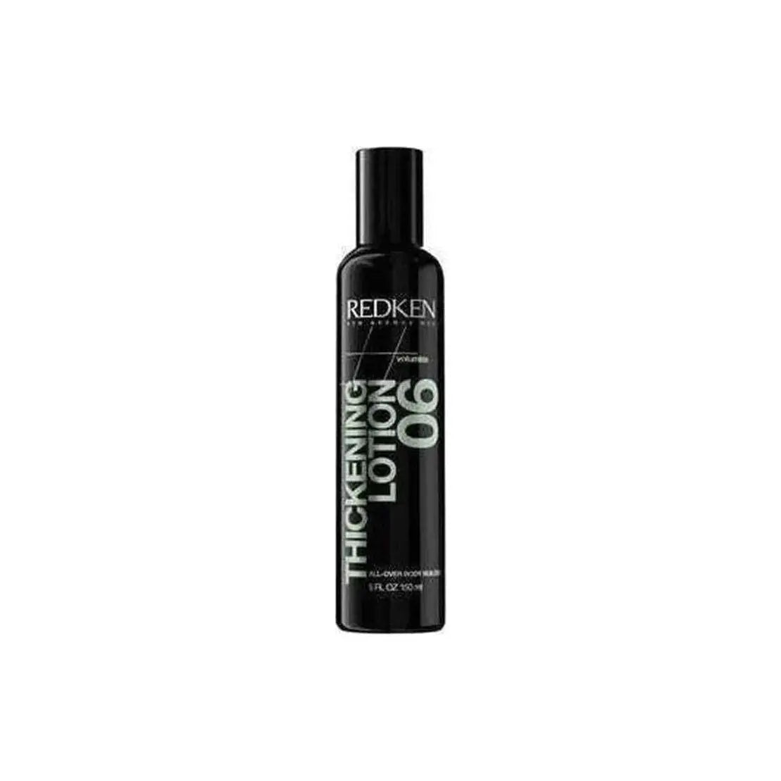Black bottle of Redken Thickening Lotion 06 hair product for volumizing and styling