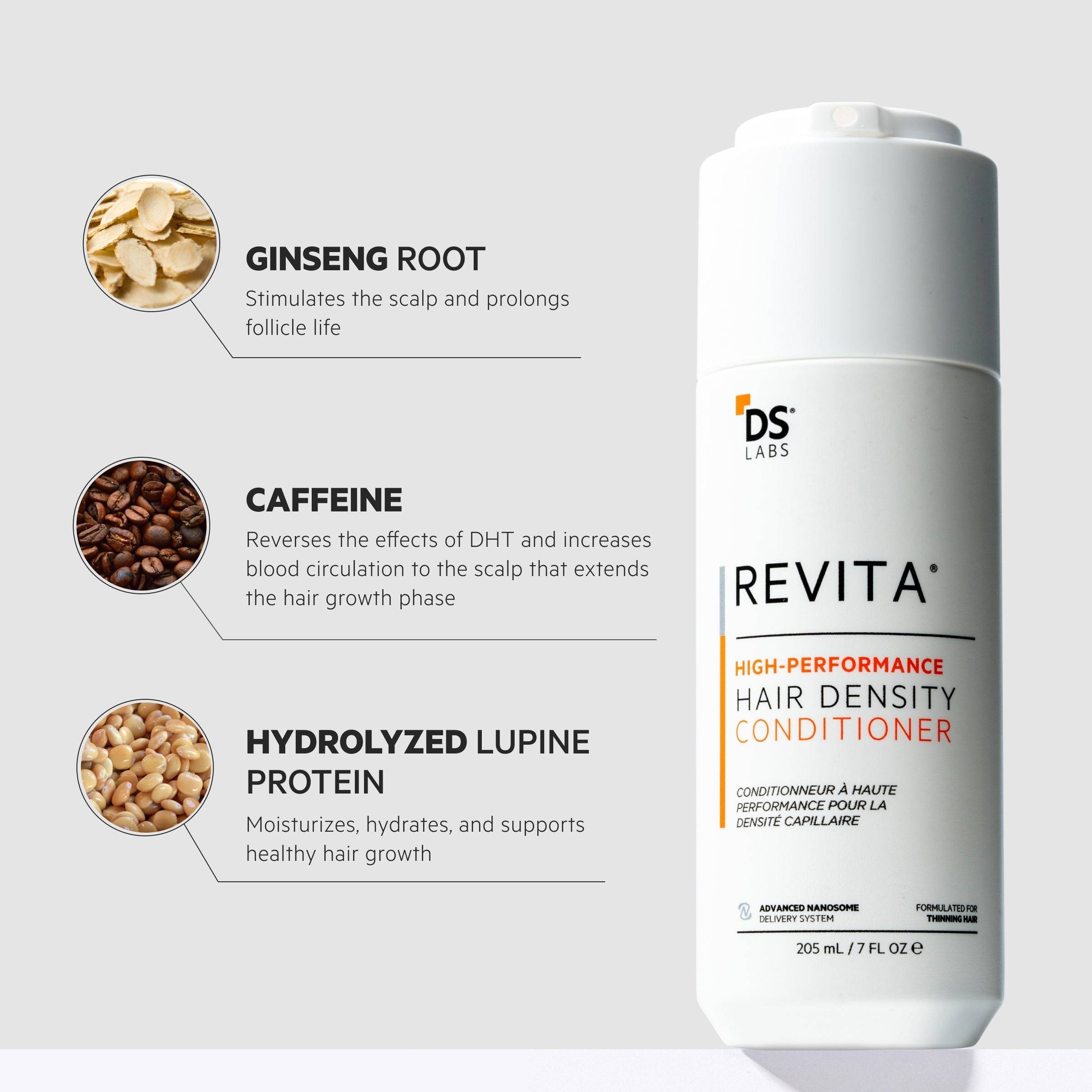 Revita Hair Density Conditioner: Ginseng, Caffeine, Lupine Protein for Thicker Hair. DS Labs Conditioner.