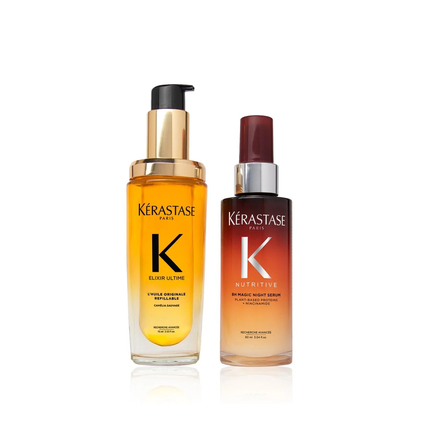 Kérastase Elixir Ultime & Nutritive 8H Magic Night Serum Duo: Hair Oil & Night Treatment for Shine and Repair.