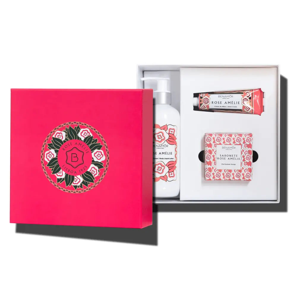 Benamor Rose Amélie Gift Set: Body Lotion, Hand Cream & Soap. Portuguese Beauty.