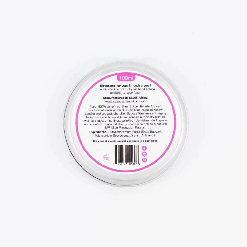 Sabuca Shea Butter Anti-Aging Facial Balm 100ml - Women's Skincare, Shea Butter, Anti-Wrinkle Cream, Sabuca Anti-Aging.