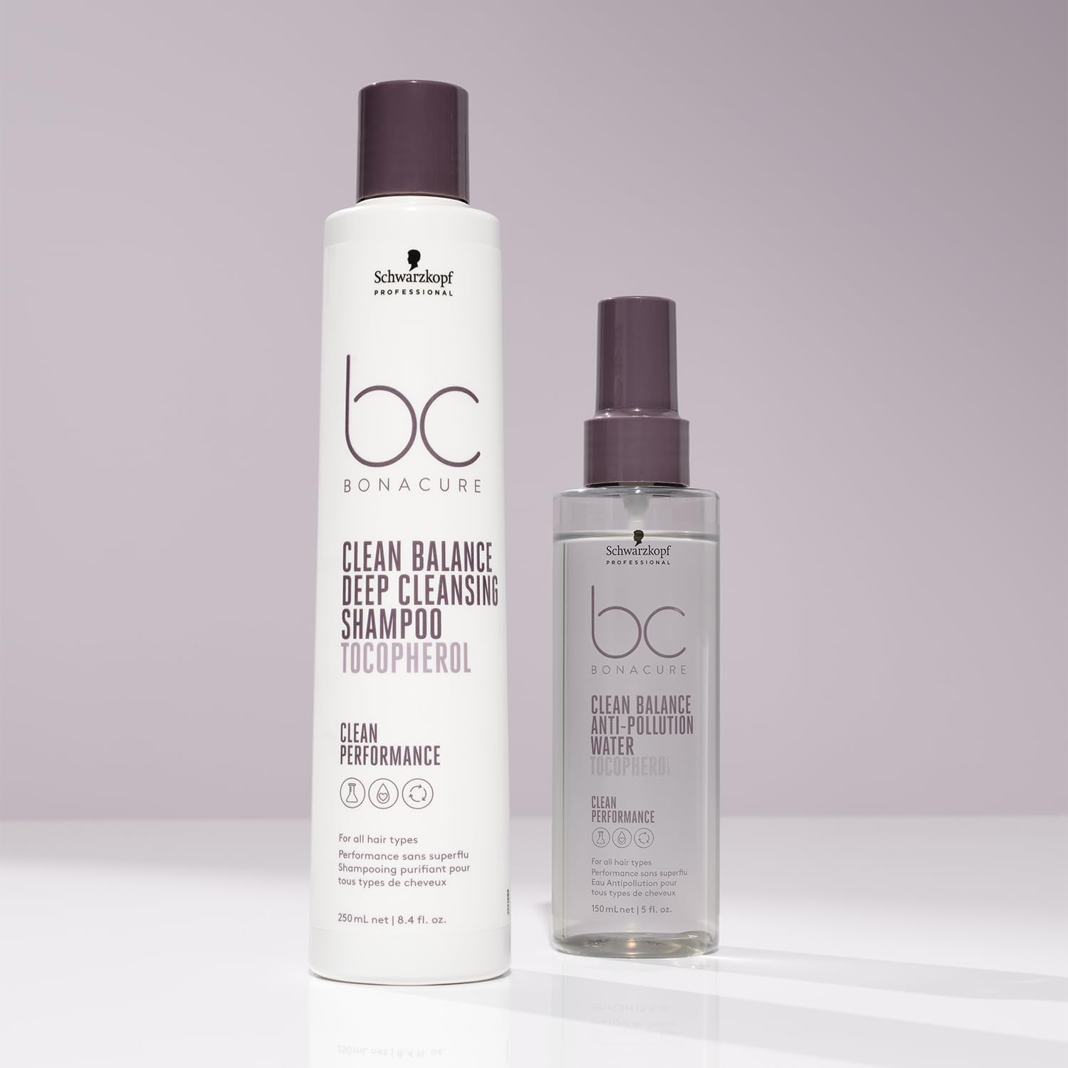 Schwarzkopf BC Clean Balance: Deep Cleansing Shampoo & Anti-Pollution Water. Vegan haircare for all hair types.