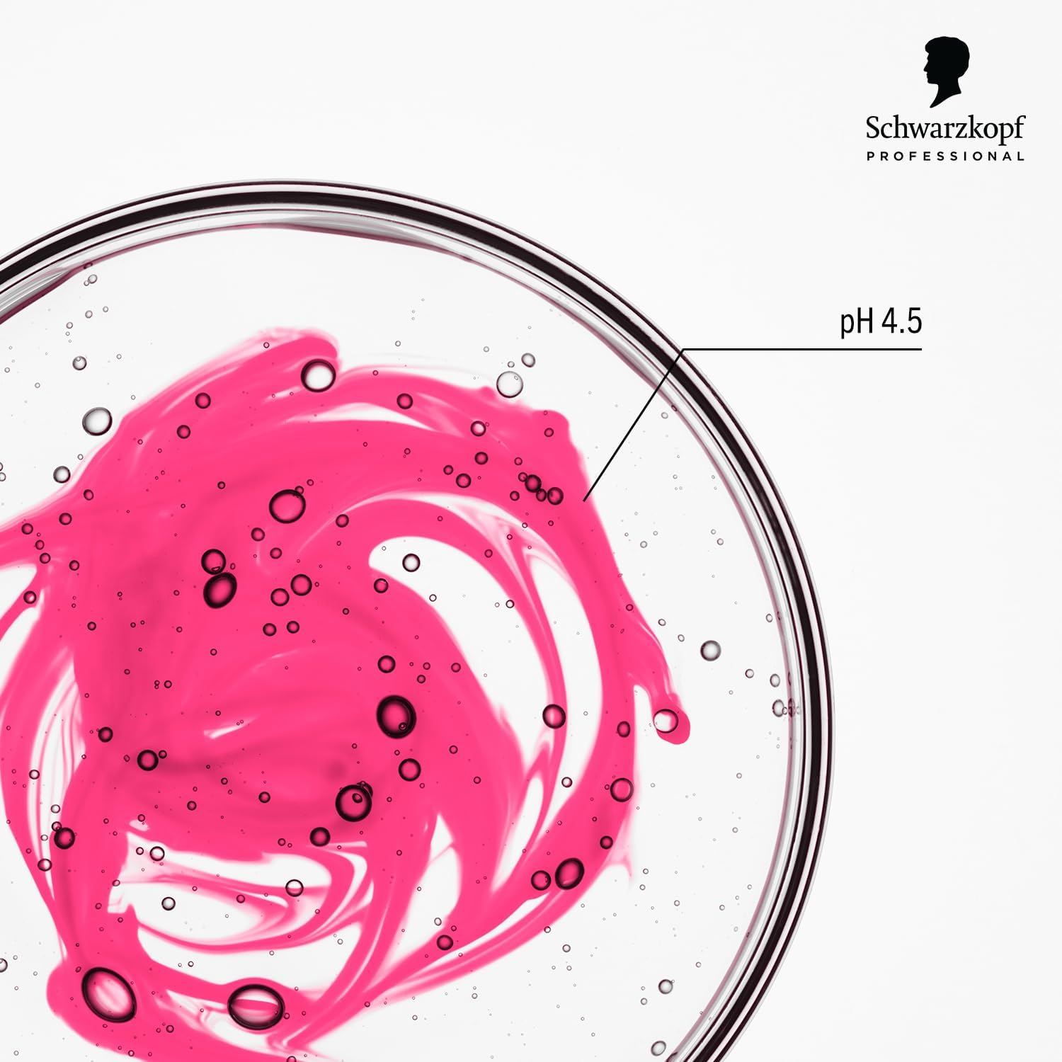 Schwarzkopf pH 4.5 Silver Shampoo: Pink Gel Close-up. Color Freeze for Neutralizing Warm Tones, with Bubbles.