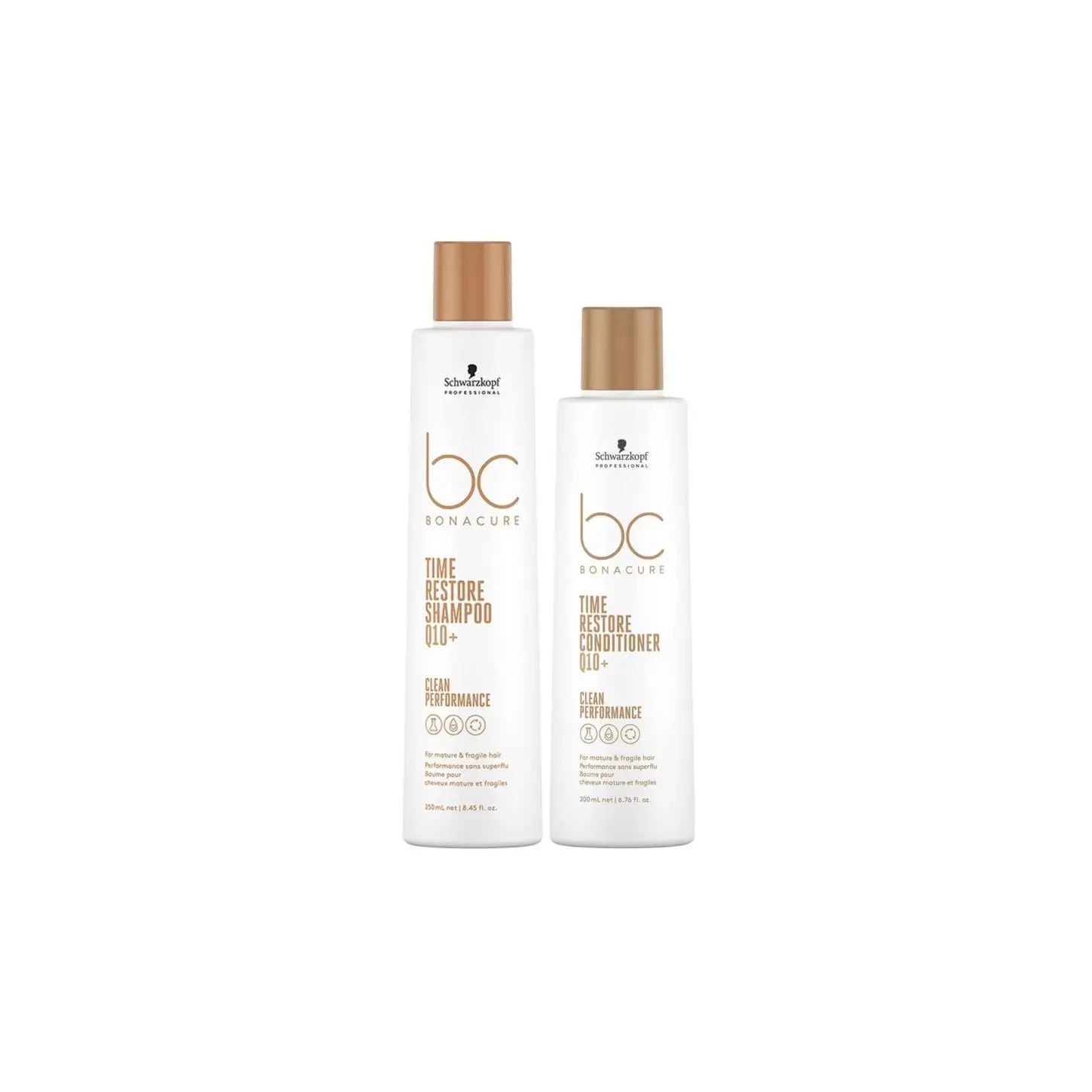 Schwarzkopf BC Bonacure Q10+ Time Restore Shampoo & Conditioner Set for Mature Hair - Gentle Cleansing & Restoration