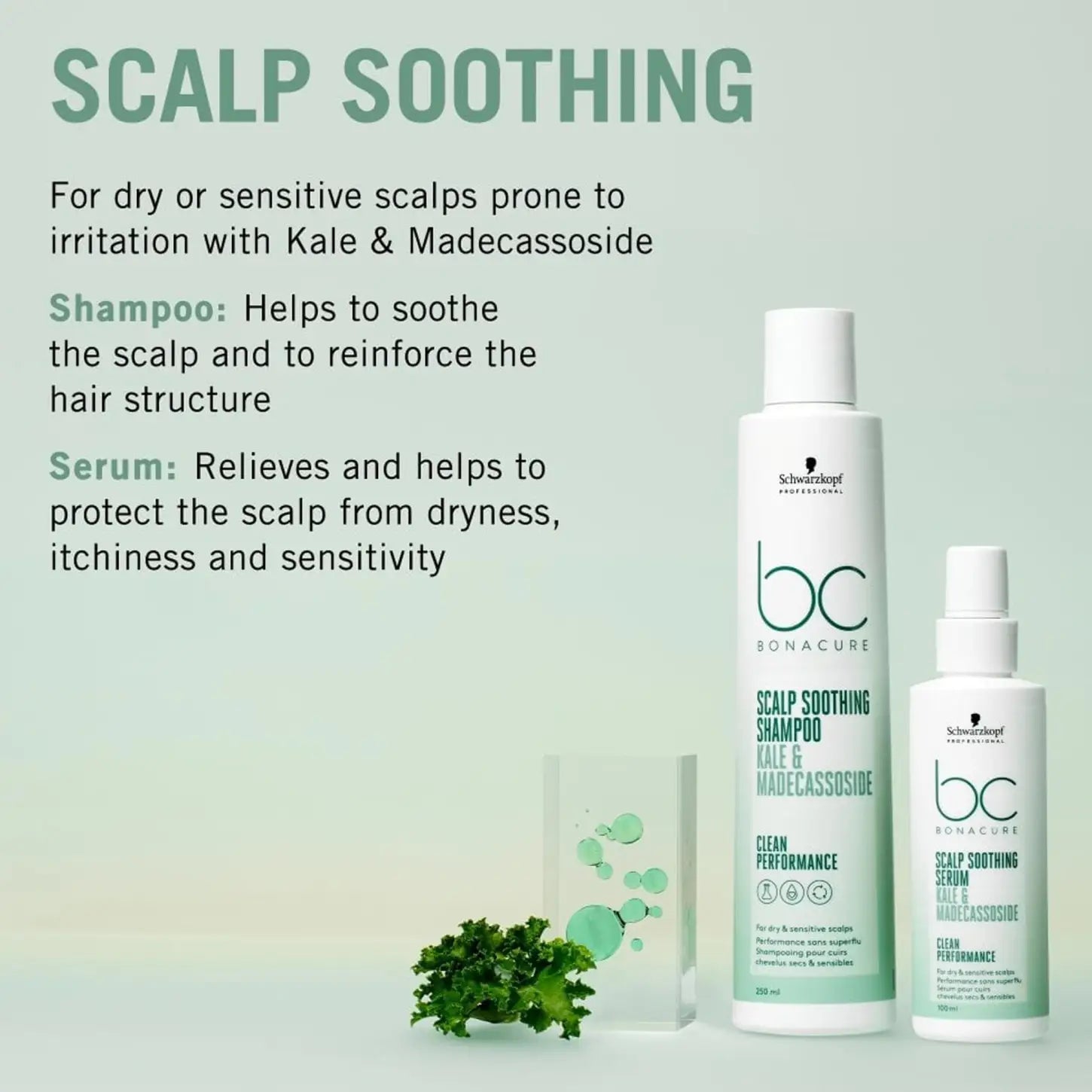 Schwarzkopf BC Scalp Soothing Shampoo & Serum: Kale & Madecassoside for Sensitive Scalps