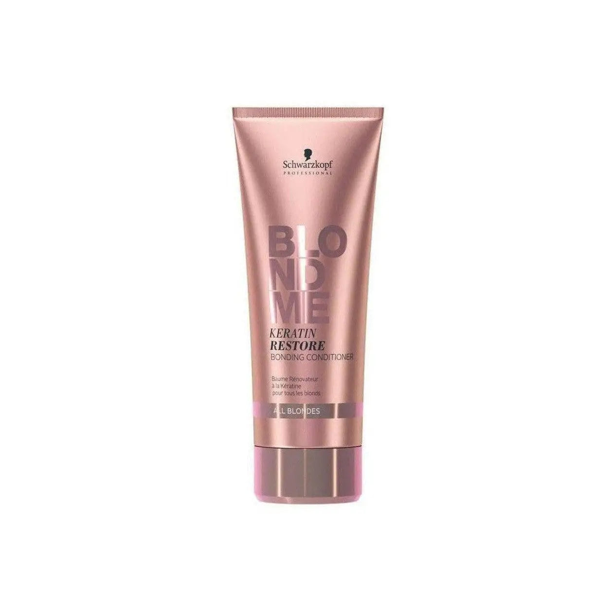 Rose gold tube of Schwarzkopf BlondMe Restore Bond Conditioner All Blondes - 200ml