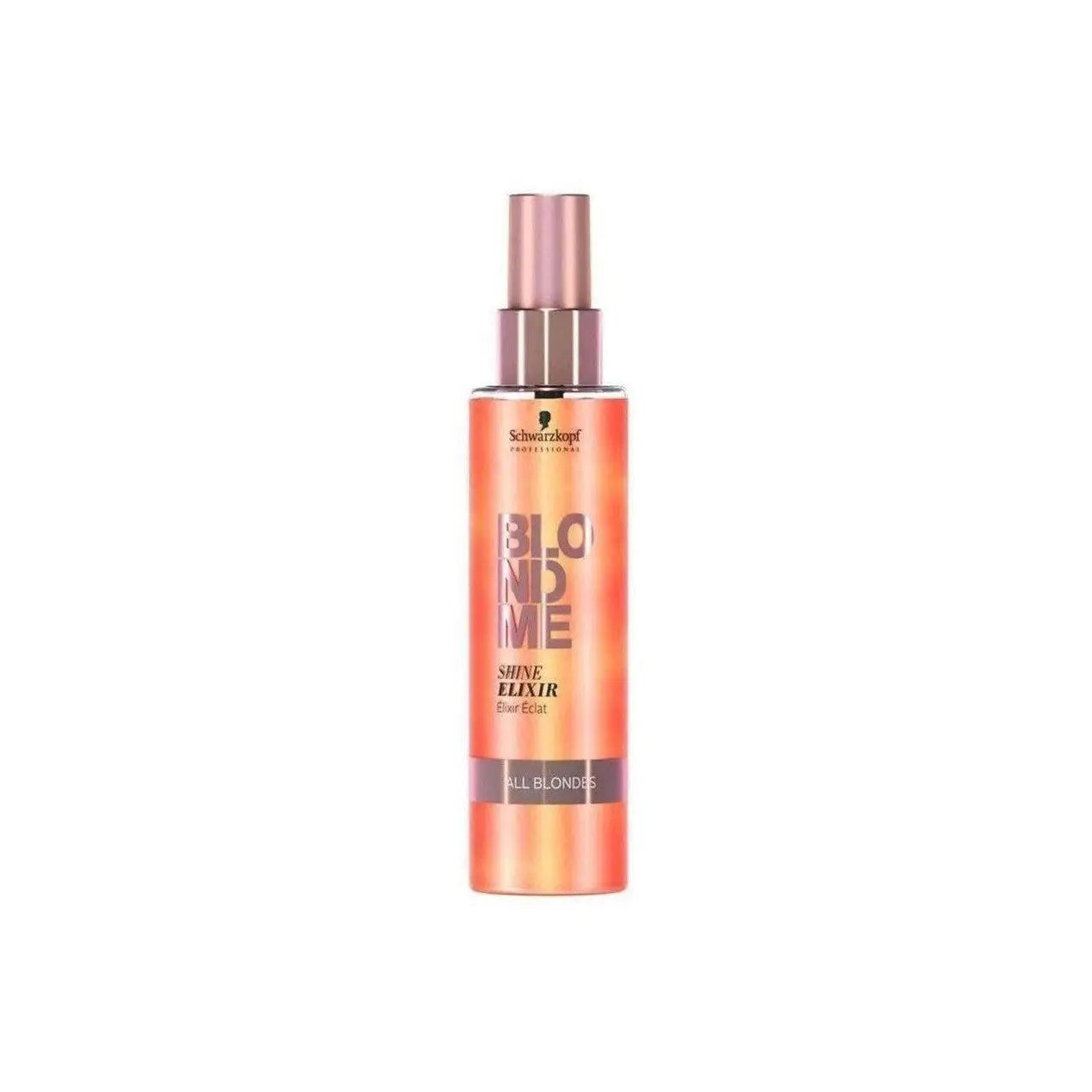 Schwarzkopf BlondeMe Shine Elixir All Blondes - 150ml: Peach-colored hair spray bottle