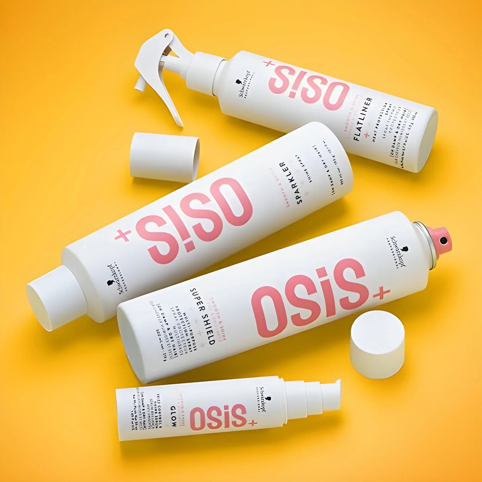 Schwarzkopf Osis+ Hair Styling Products: Super Shield, Flatliner, Sparkler, Glow - Hair Care Essentials