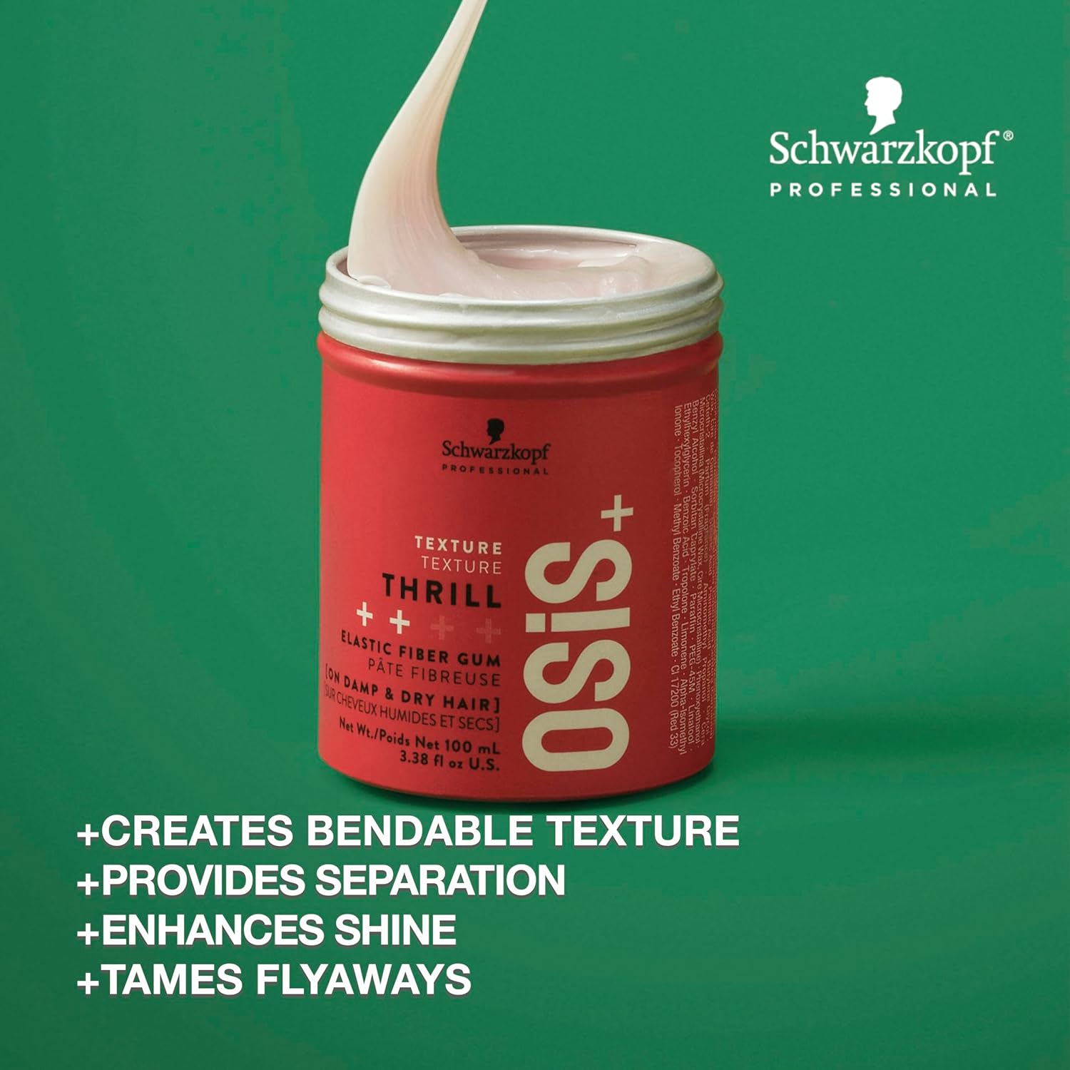 Schwarzkopf Osis+ Thrill Fiber Gum: Elastic hair styling product for texture, shine, and medium hold. Buy now!