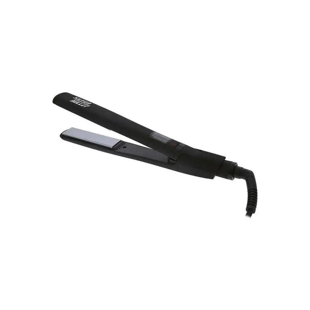 Silver Bullet lightning titanium straightener black hair styling aid with sleek design and ceramic plates