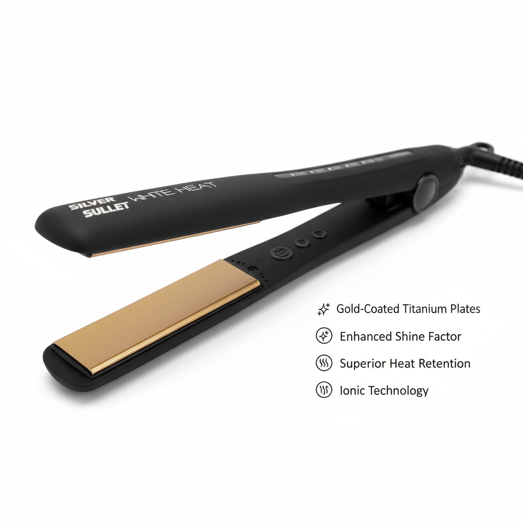 Silver Bullet titanium flatiron gold plate edition hair straightener with gold-coated titanium plates and ionic technology