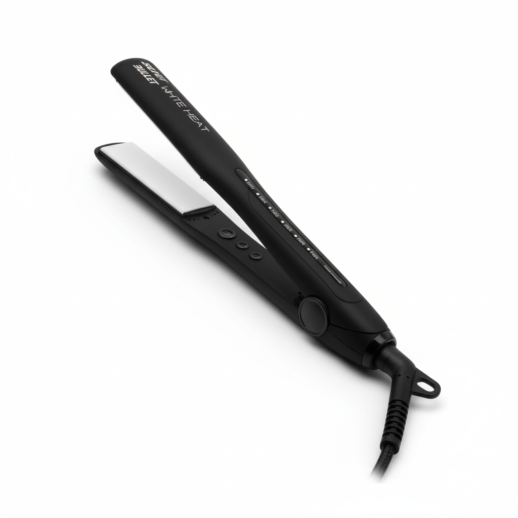 Silver Bullet White Heat hair straightener 25mm in black with digital temperature controls and swivel cord