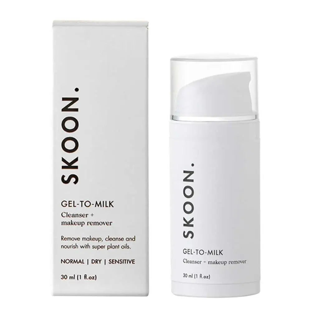 SKOON Gel-to-Milk Cleanser & Makeup Remover 30ml | Gentle Face Wash | Natural Oil Cleanser for Sensitive Skin
