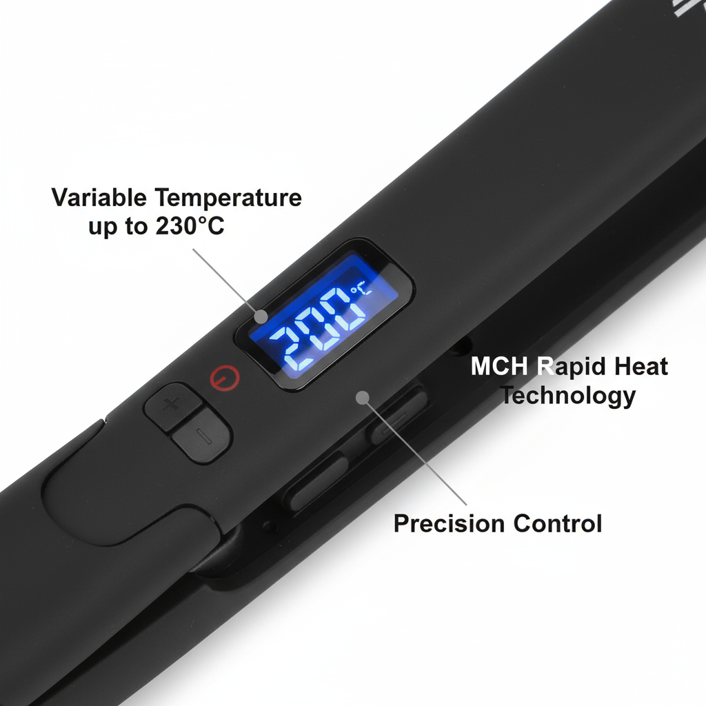 Silver Bullet lightning titanium straightener with digital temperature display and rapid heat technology