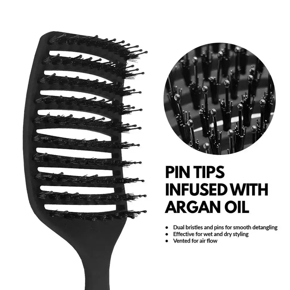 Veaudry Mydetangler Pro Black Hair Brush: Argan Oil Infused, Vented Design for Detangling & Styling Wet or Dry Hair. View details now!